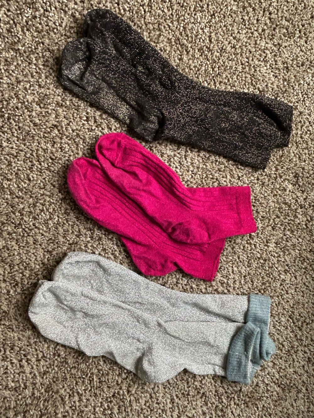 Madewell Sparkly Sock Bundle- Black, Fuchsia & Silver